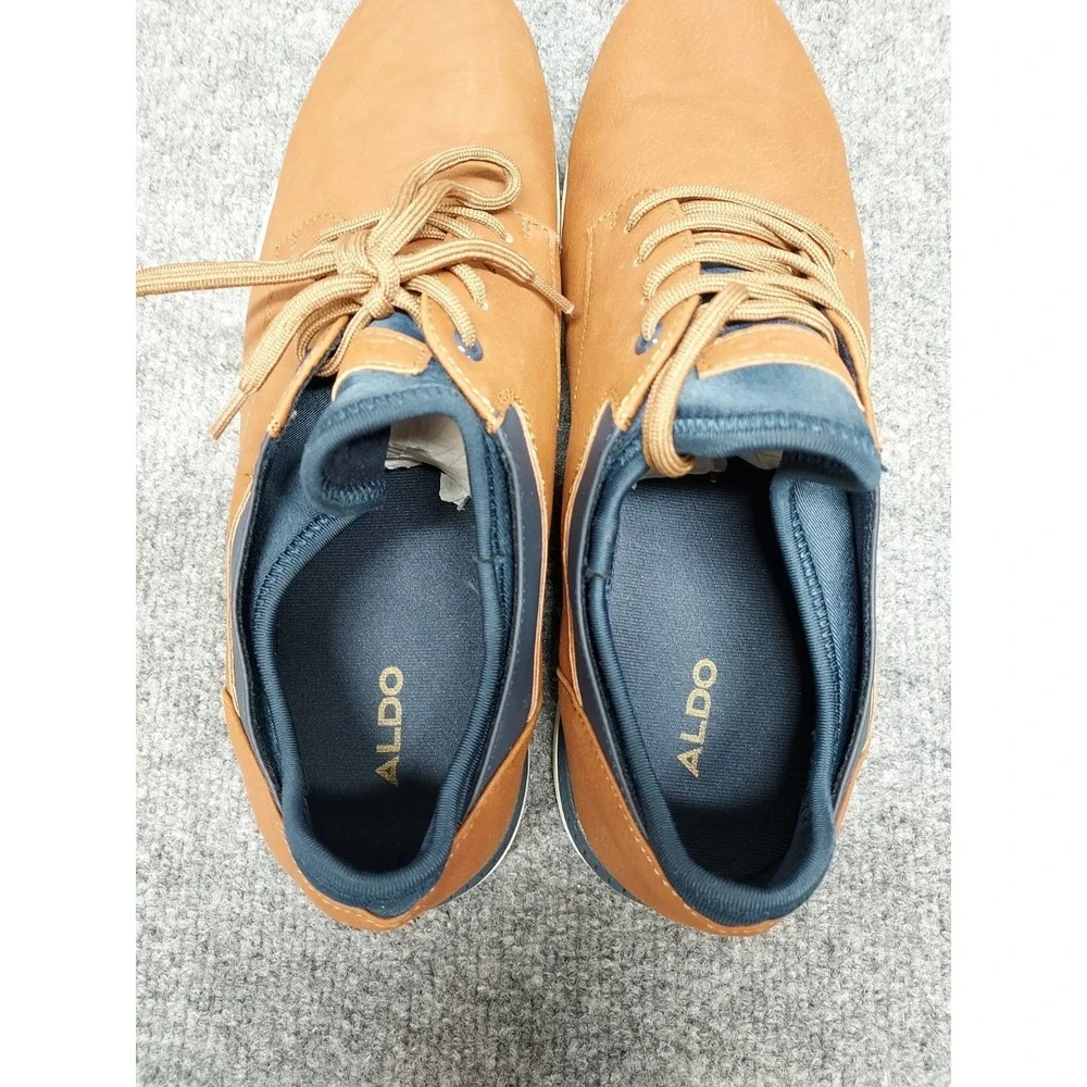 Aldo Men Dress Shoe 9.5 Brown Leather Derby Colby Lace Up Round Toe Business